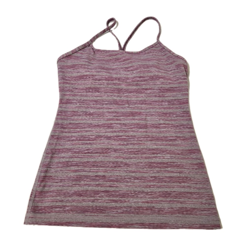 Lululemon Power Y Tank Top Built-In Bra Muted Mauve Pink/Gray/Purple Size 6